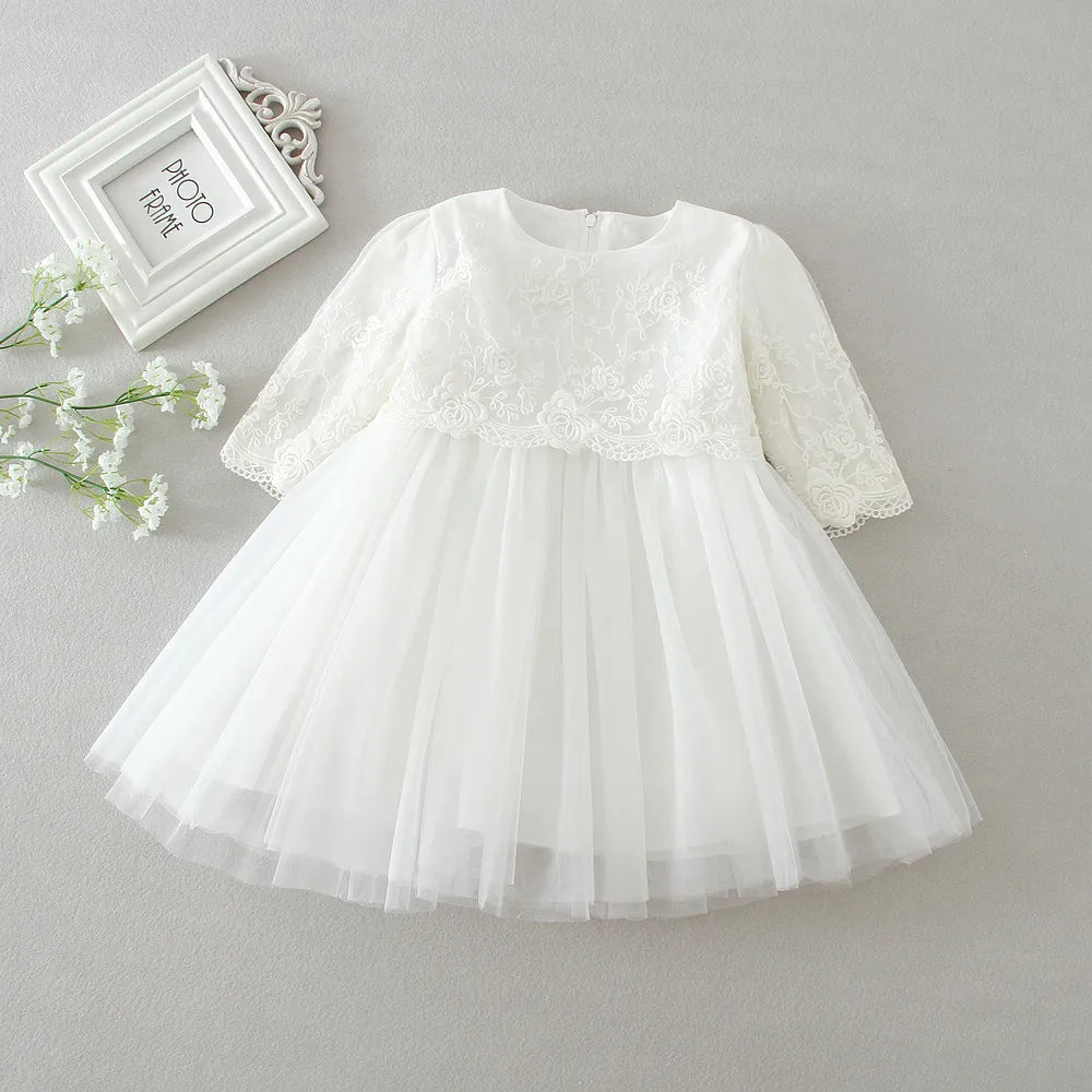Hetiso Baby Girls Dress Long Sleeve Kids First Birthday Ball Gown Infant Dresses for Baptism Bridesmaid party 3-24 month