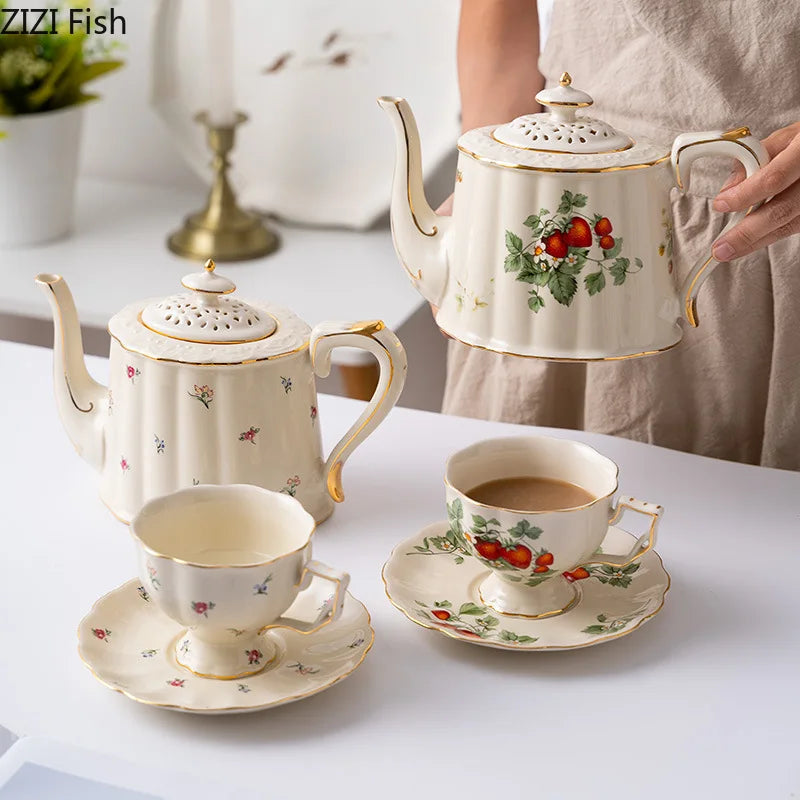 European Retro Coffee Cup & Saucer Set