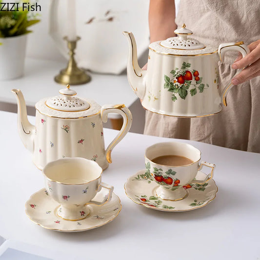 European Retro Coffee Cup & Saucer Set
