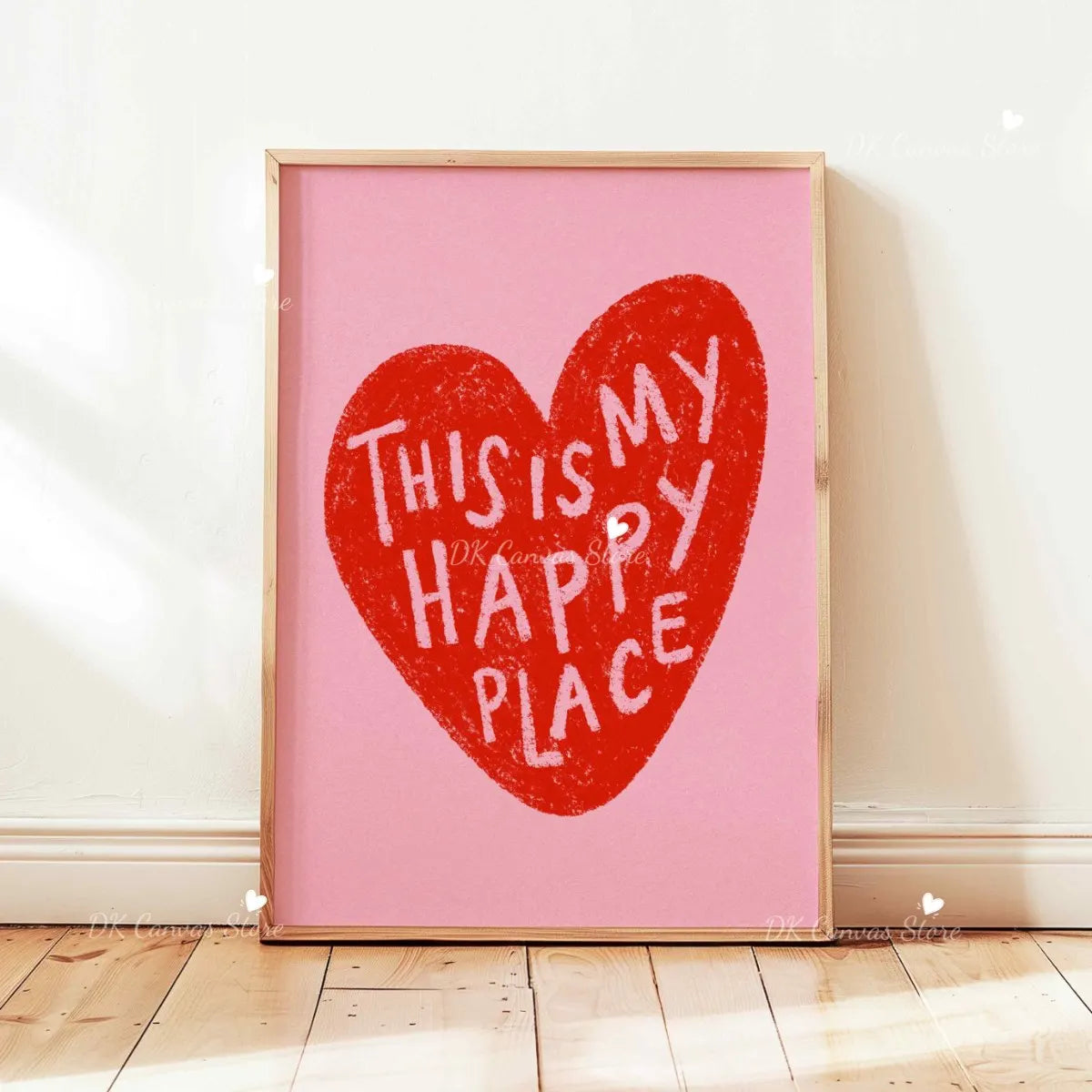 "This Is My Happy Place" Heart Quote Canvas Print Poster Modern Minimalism Art Prints Bedroom Living Room Wall Art Home Decor