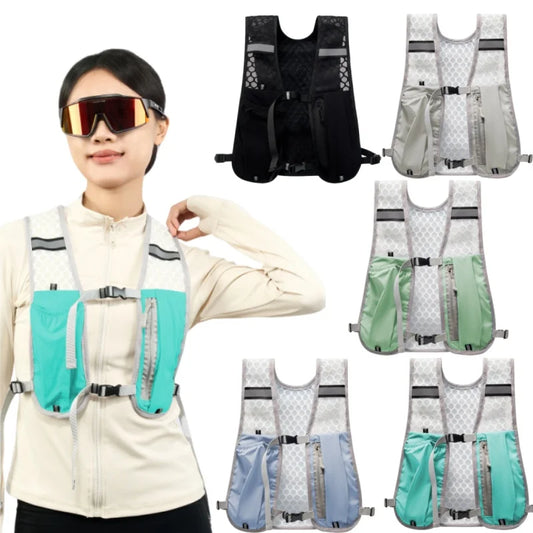 Lightweight Running Vest Reflective Safety Vest For Outdoor Cycling Climbing Hiking Sports Water Cup Storage Phone Organizer