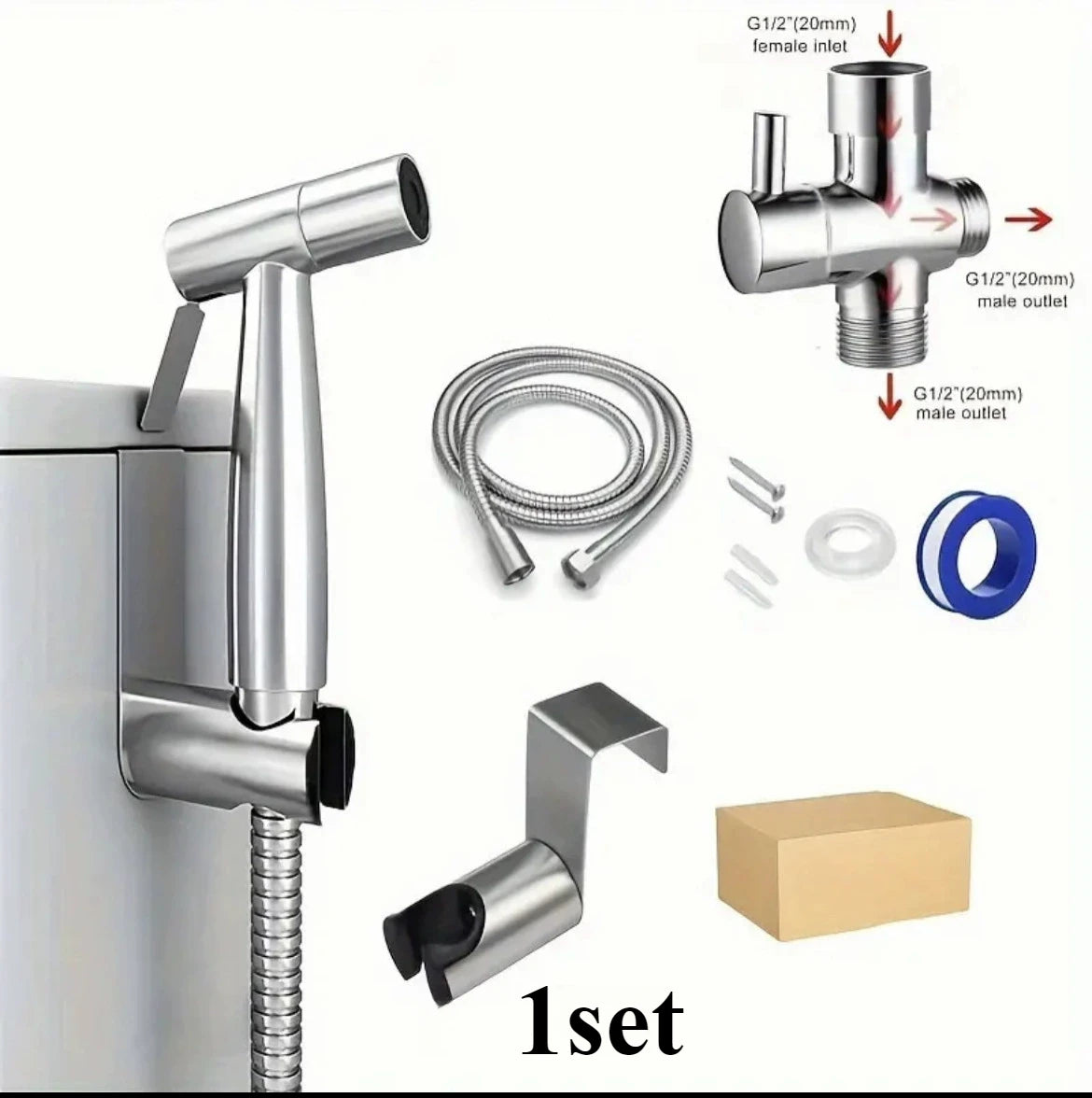 Toilet Spray Gun Set 1pc Explosion-proof Toilet Companion Set - 304 Alloy Water Separator, Spray Gun, Female Washer