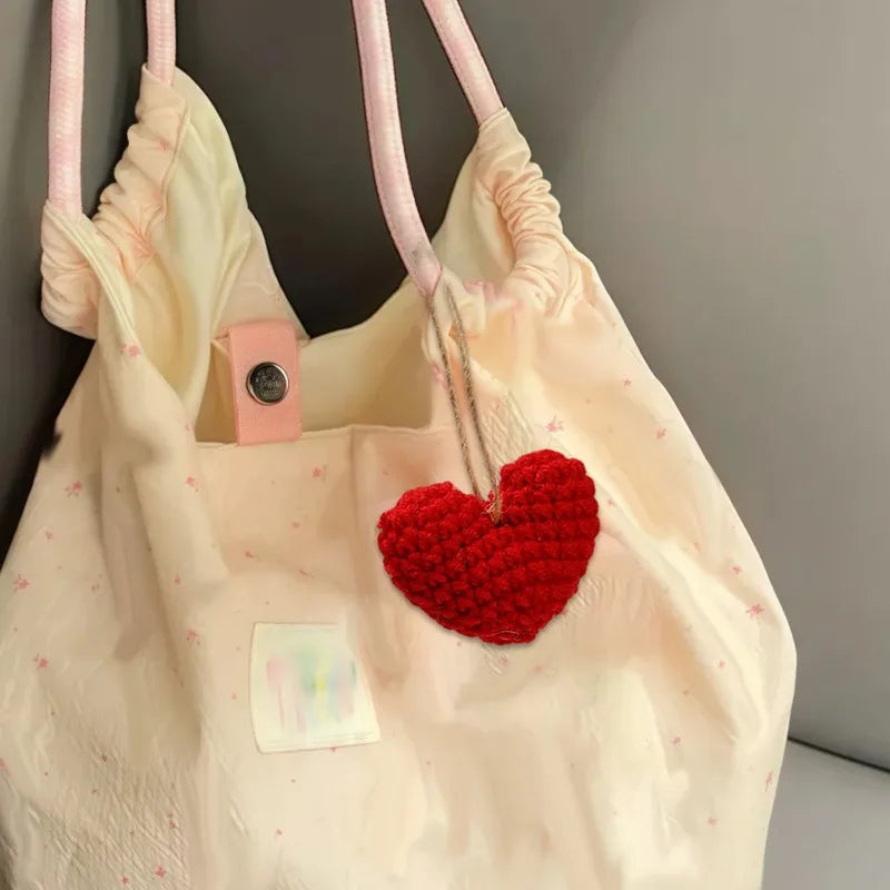 Handmade Crochet Heart Shaped Ornaments Valentine's Day Crochet Flower Bouquet DIY Clothing Shoes Socks Decorative Accessories