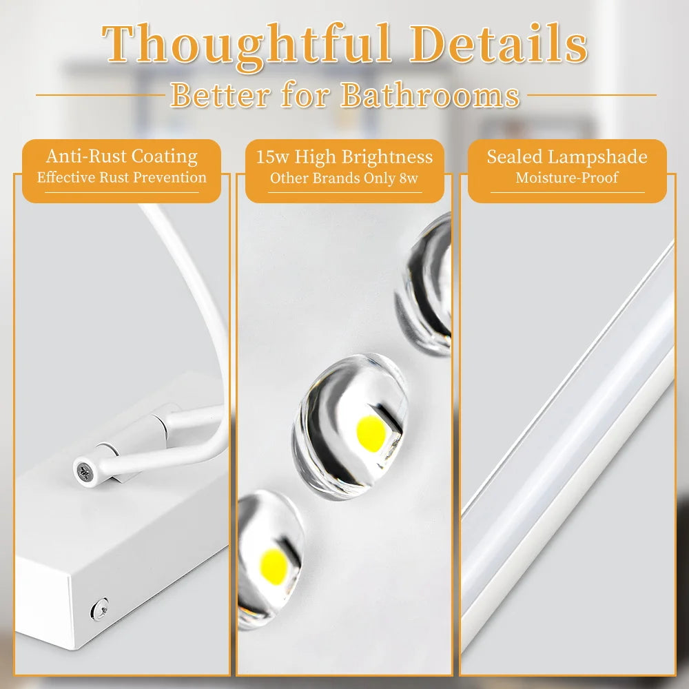 Modern LED Bathroom Mirror Light - Waterproof Vanity Sconce for Makeup & Grooming
