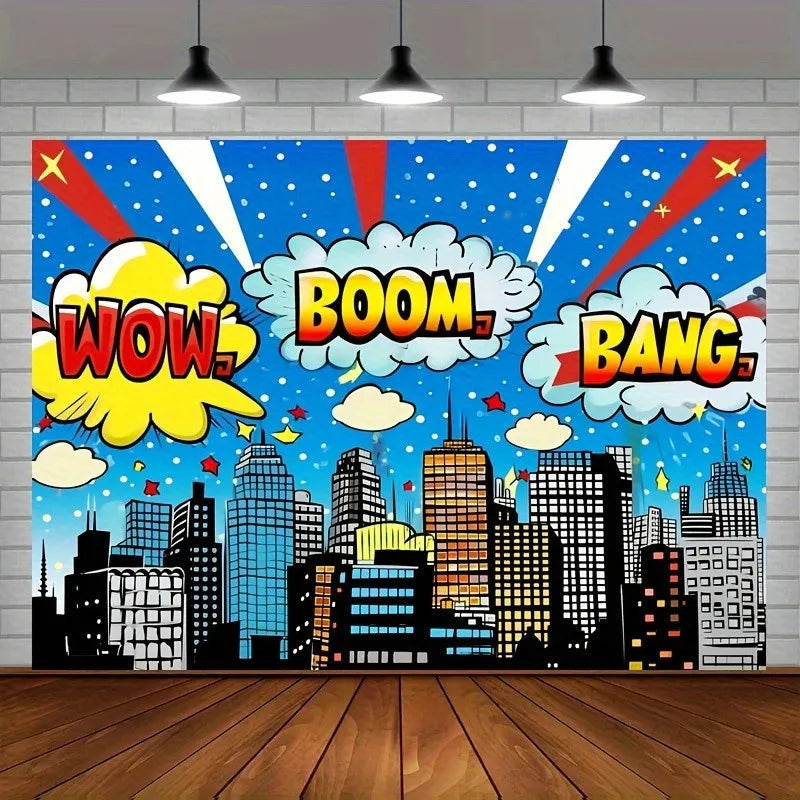Superhero City Photo Background Children Baby Boy Birthday Party Photography Backdrop Wall Cake Table Decoration Banner