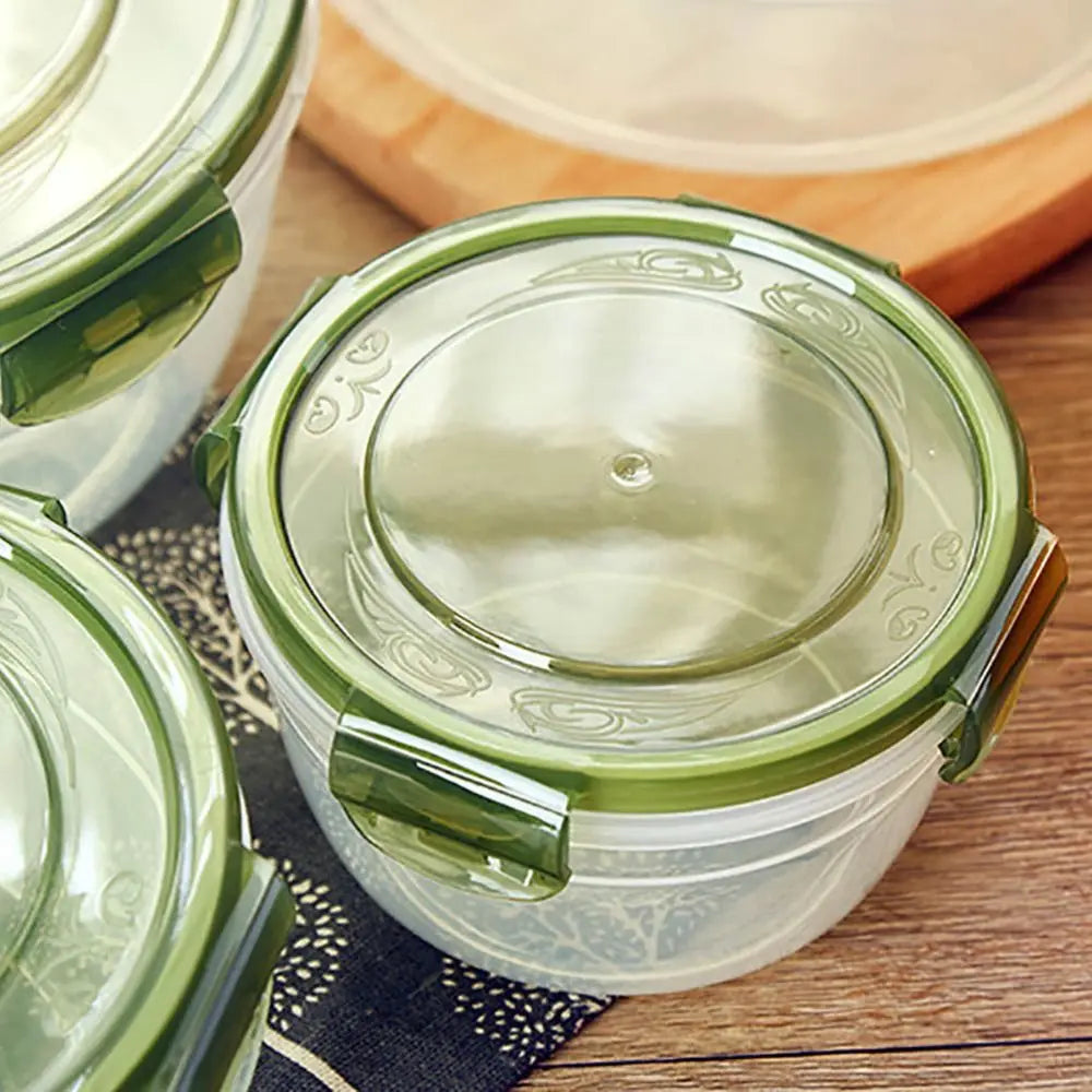 1/4Pcs Plastic Round Storage Box Safe Stackable Sealed Rectangular Food Containers with Lid Fresh-Keeping Box