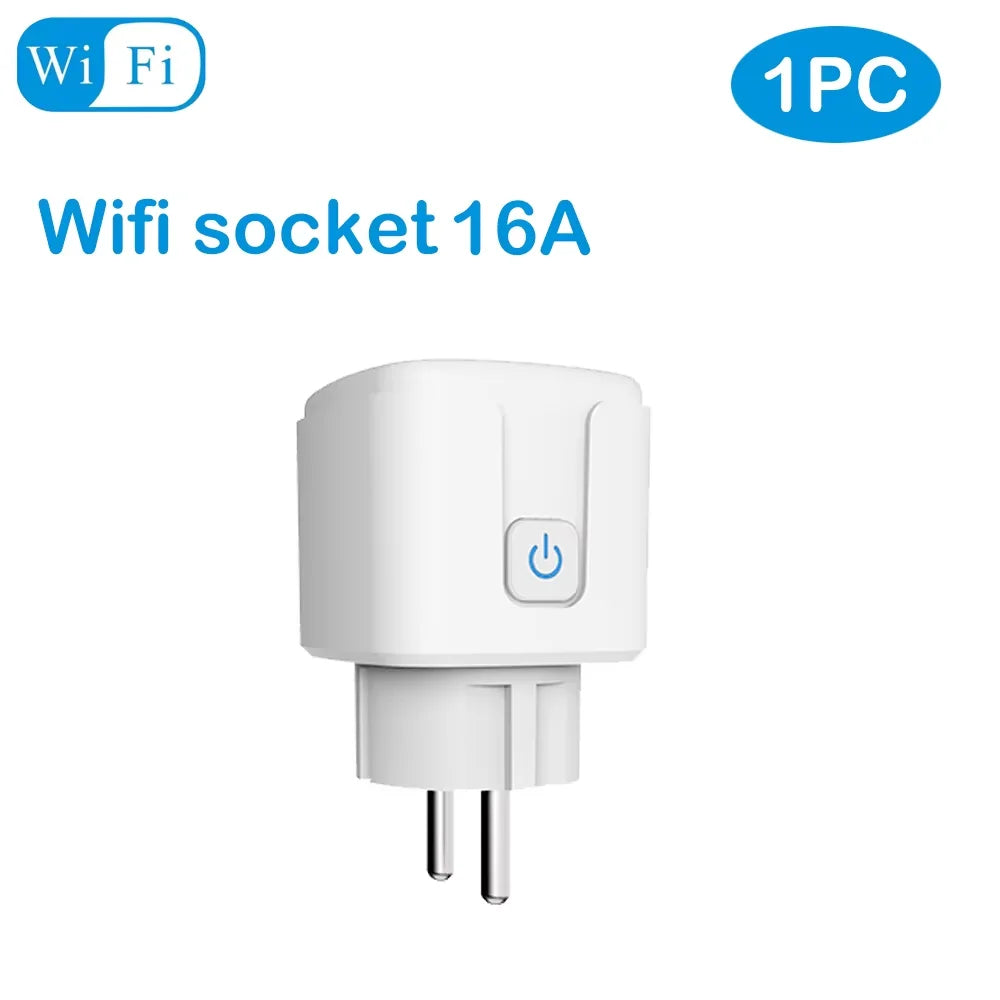 Tuya Smart Wifi Plug 16A/20A EU Outlet 3680W Power Meter Wireless Remote Control Smart Socket Compatiable With Alexa