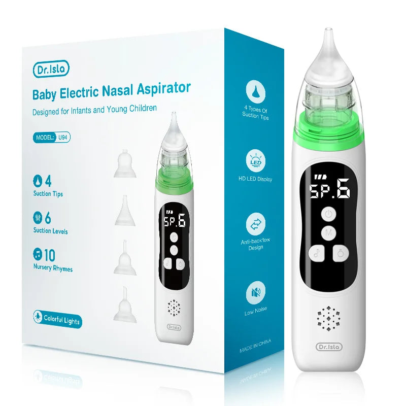 MAMIJOY Baby Electric Nasal Aspirator Nose Suction Device＆Food Grade Silicone Mouthpiece 6 Suction Modes and Soothing Music U94