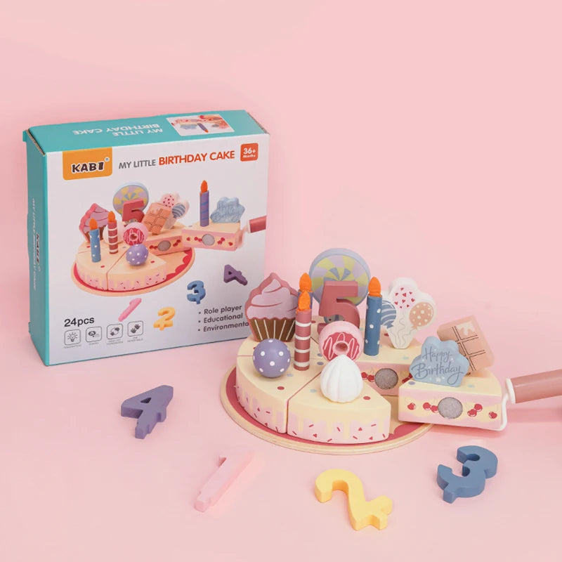 Wooden Kitchen Toys Pretend Toys Cutting Cake Play Set Food Kids Toys Montessori Tea Party Learning Educational Toys For Gifts