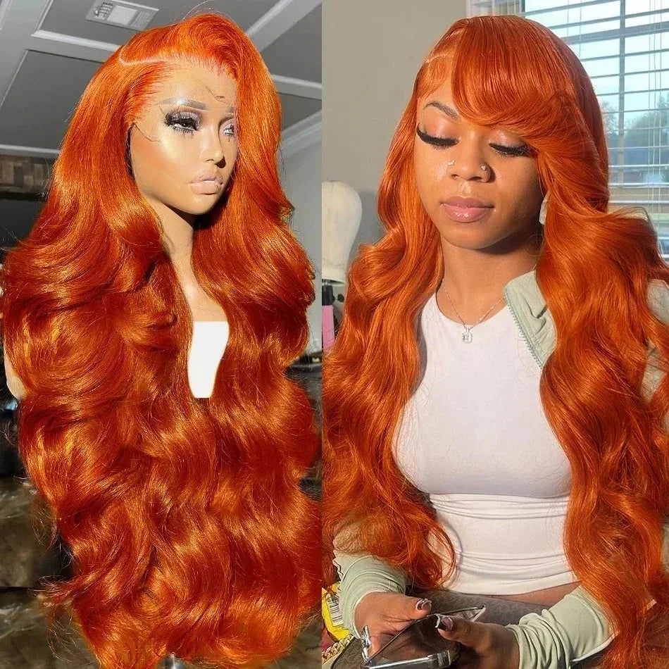 30 36 Inch Body Wave Ginger Orange 13x6 HD Lace Front Wigs 220 Density Colored Preplucked Wig 13x4 Lace Frontal Wigs For Women