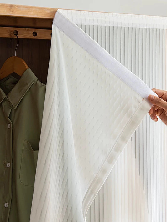 Vertical Stripe Design White Curtains