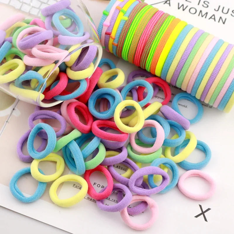 200Pc Colorful Nylon Elastic Hair Bands