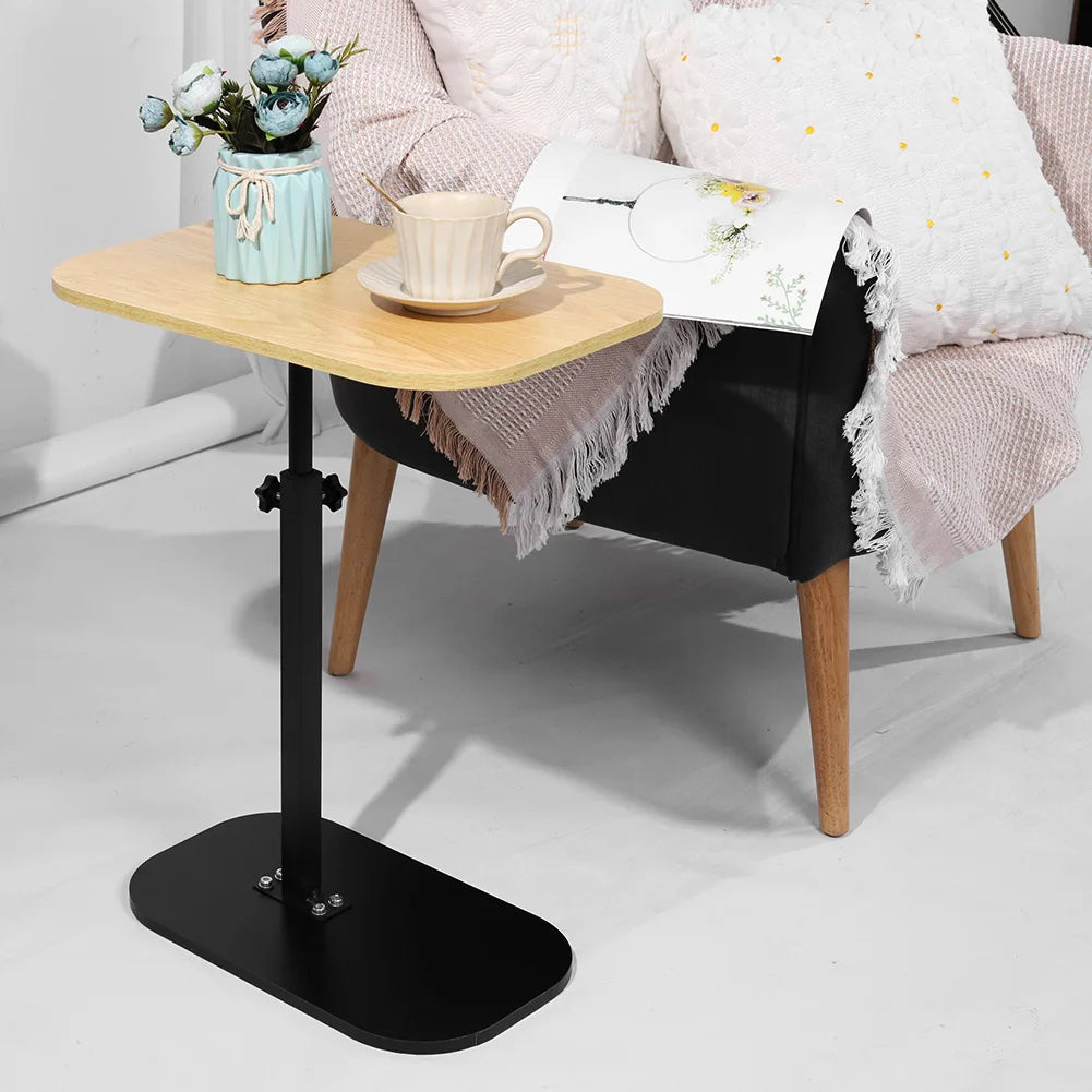 C Shaped Side Table Portable Corner Table 360°Swivel & Flip Top C Shaped End Table for Couch Laptop Stand Coffee Drink Table