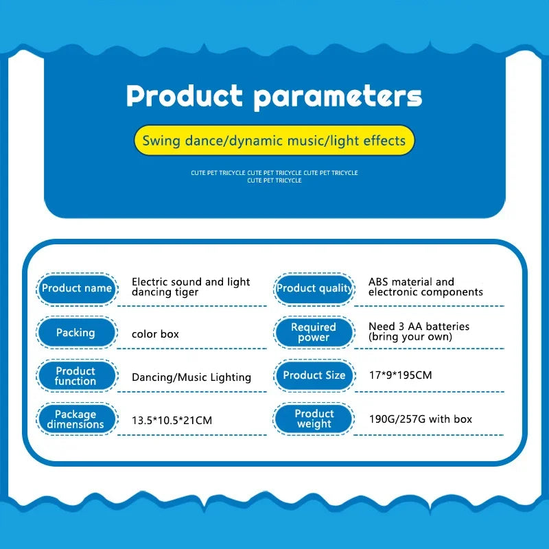 Dancing Electric Tiger Toy – Cute Yellow Cartoon Doll with Music, Lights, and Educational Fun for Kids