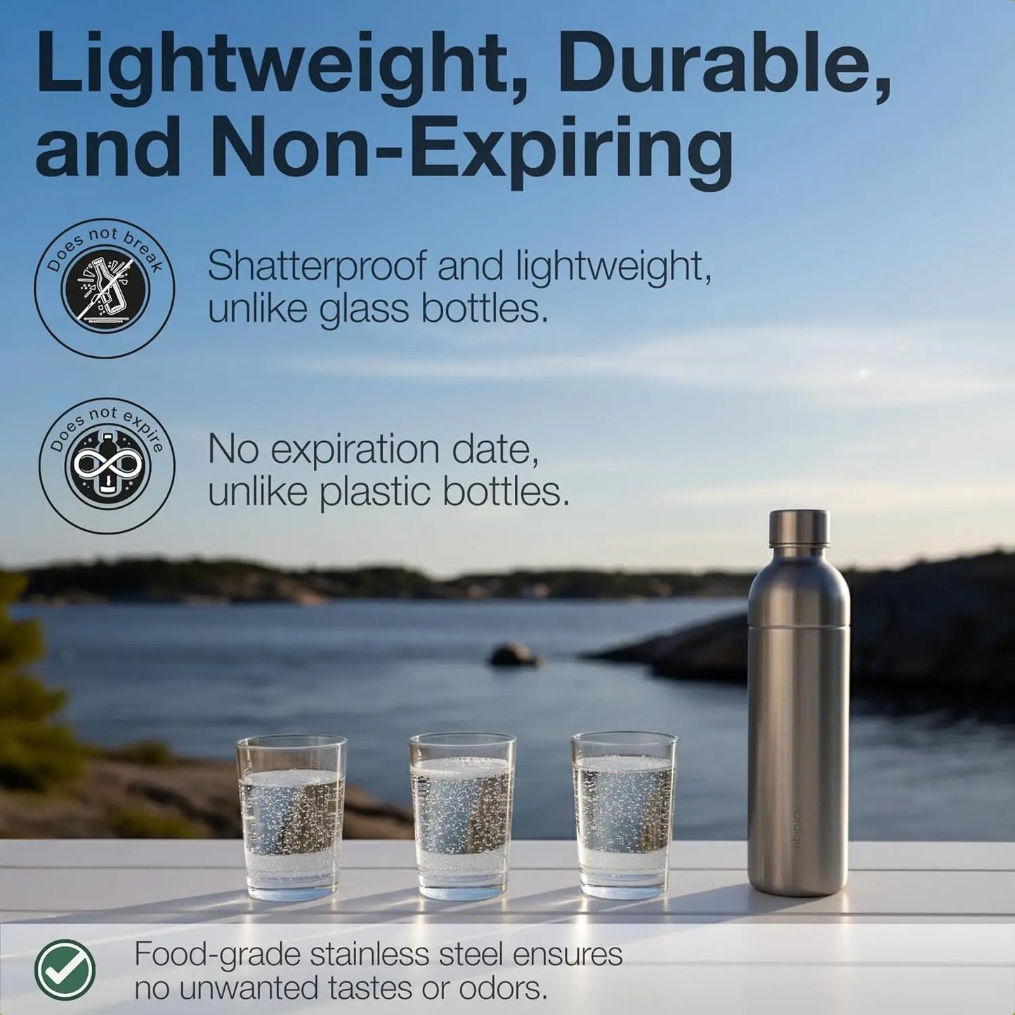 1L Stainless Steel Carbonating Bottle| Compatible with Aarke Carbonator 3, SodaStream Duo & Plastic