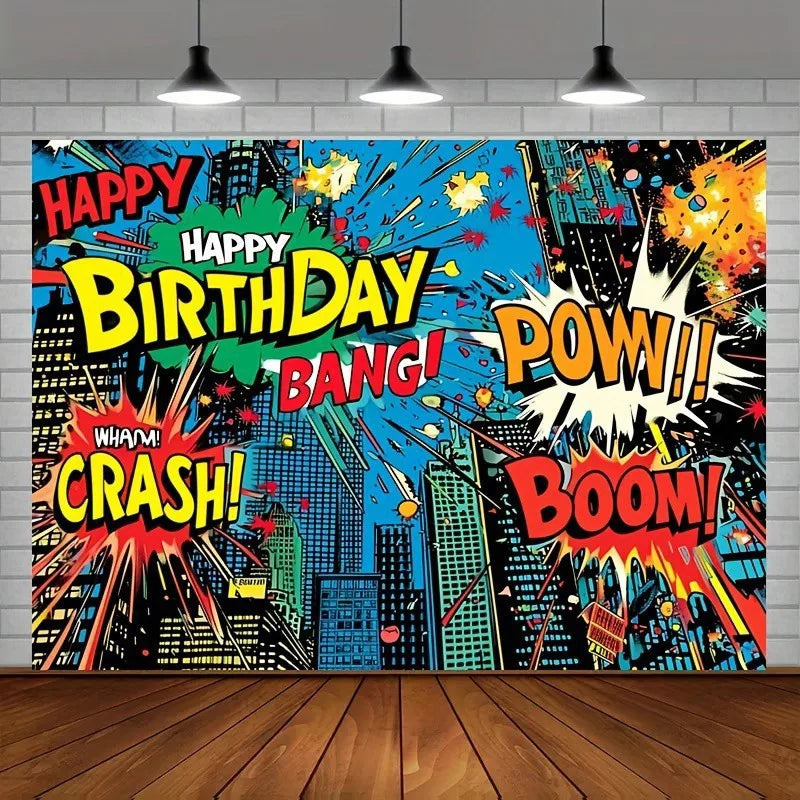 Superhero City Photo Background Children Baby Boy Birthday Party Photography Backdrop Wall Cake Table Decoration Banner