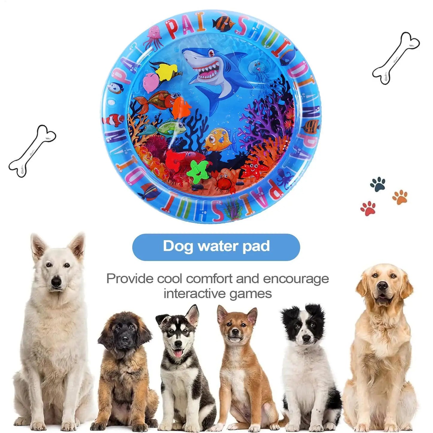 Water Sensory Play Mat Thickened Inflatable Water Mat For Cat And Dog Pet Playmat With Fish Sea Ocean Theme Sensory Toy Water