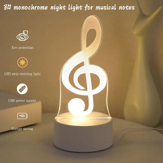 USB 3D note shaped night lights, musician collection lights, bedroom party and holiday decoration lights, friend gift lights.