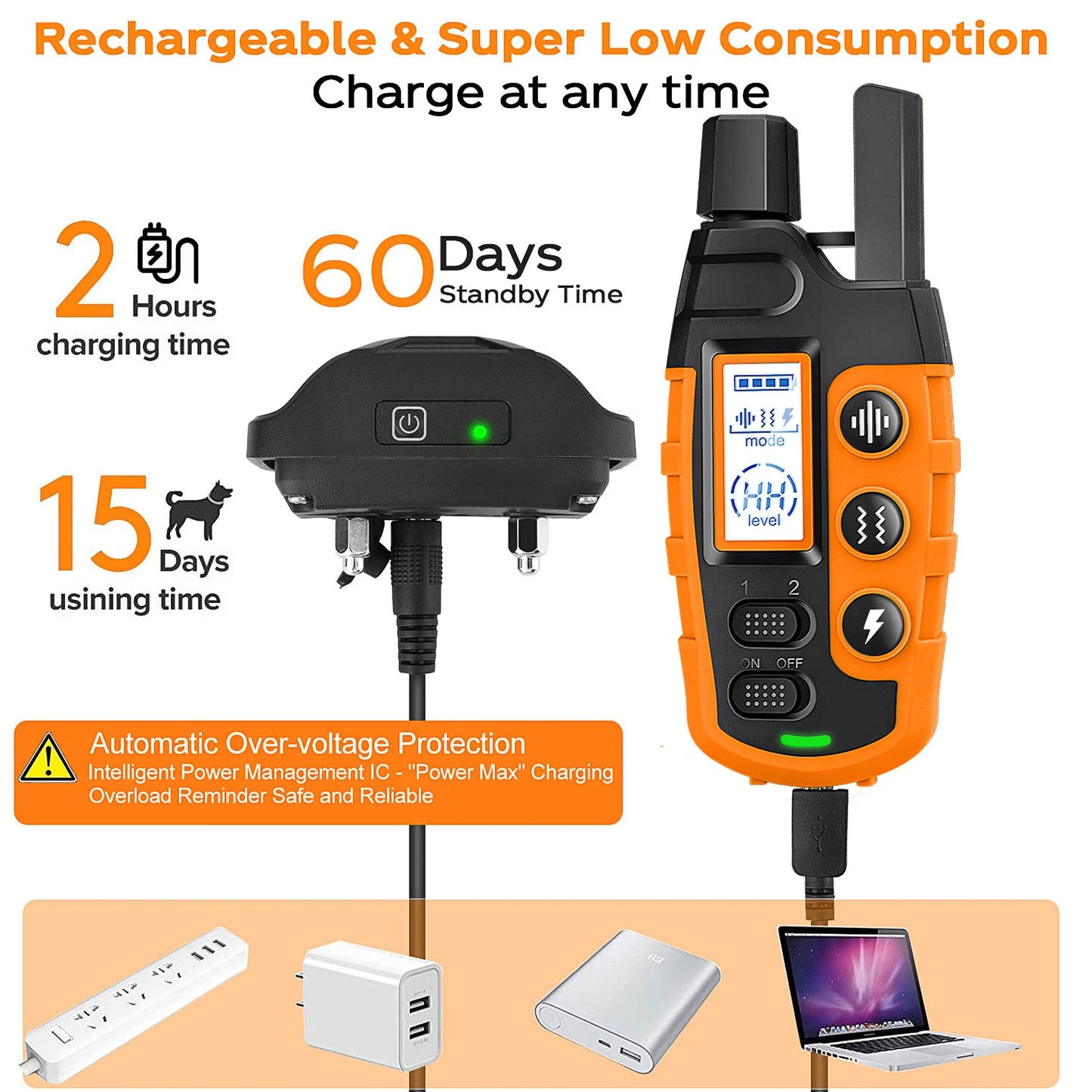 3300Ft Electric Dog Training Collar Remote Control Waterproof Pet BehaviorFor 5-120lbs Puppy With Shock Vibration
