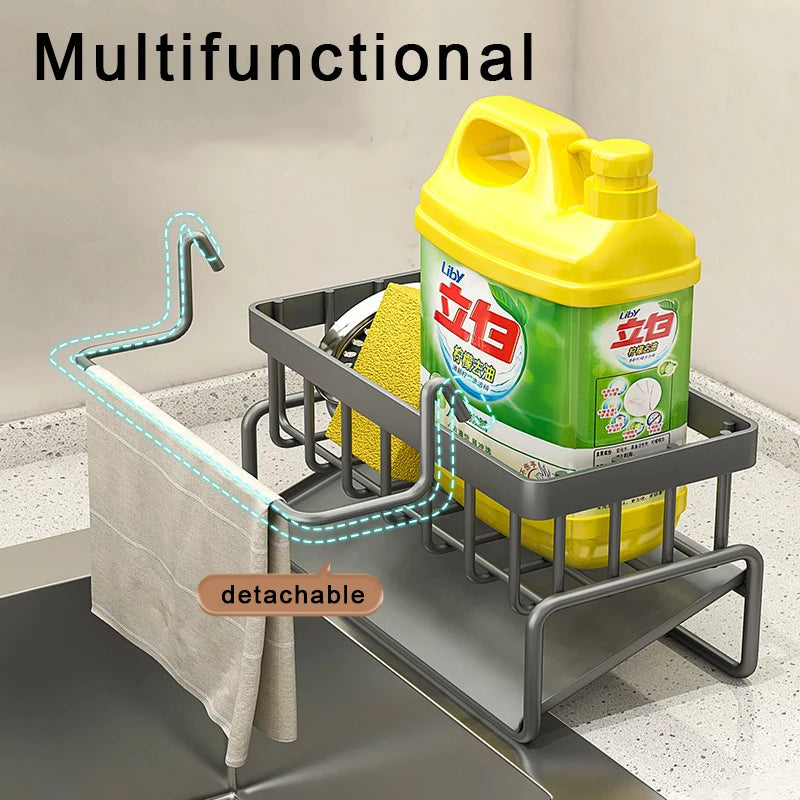 Sink Cleaning Tools Storage Rack Kitchen Multifunctional Stainless Steel Drain Rack for Sponge Cleanser Organiser Rag Hanger