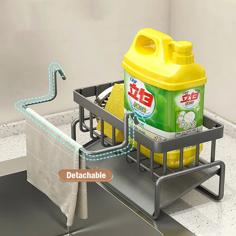 Sink Cleaning Tools Storage Rack Kitchen Multifunctional Stainless Steel Drain Rack for Sponge Cleanser Organiser Rag Hanger
