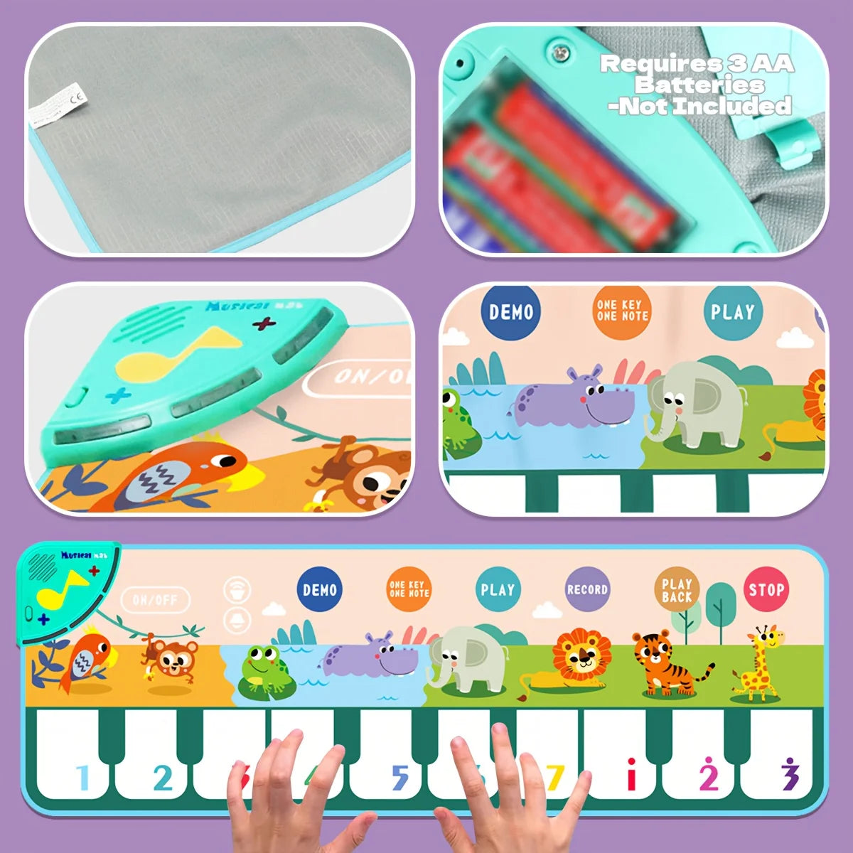 Kids Musical Piano Mats with Music Sounds,Musical Toys Floor Piano Keyboard Mat Blanket Touch Playmat Early Education Toys