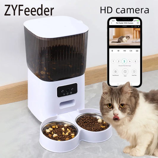 5L Smart Automatic Pet Feeder with Camera – WiFi Cat & Dog Food Dispenser with Timed Portions and Stainless Steel Bowl