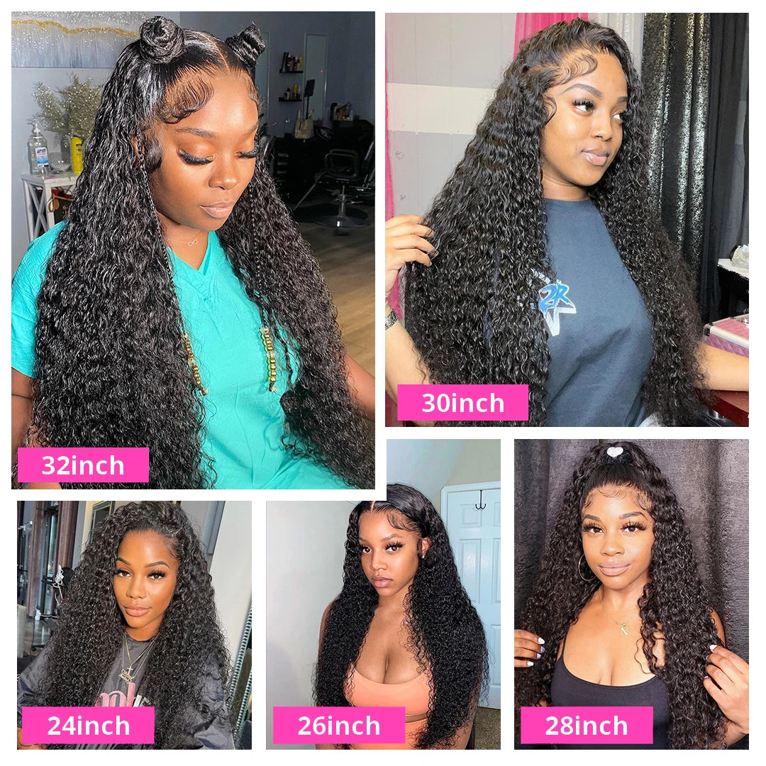 13x4 Hd Kinky Curly Lace Frontal 100% Human Hair Wigs Pre Plucked Brazilian Glueless Water Wave 4x4 Lace Closure Wigs Curly Wave