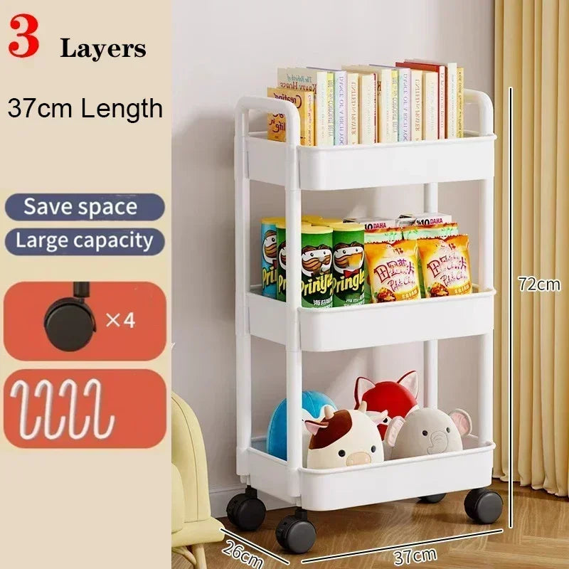 Mobile Kitchen Bookshelf Storage