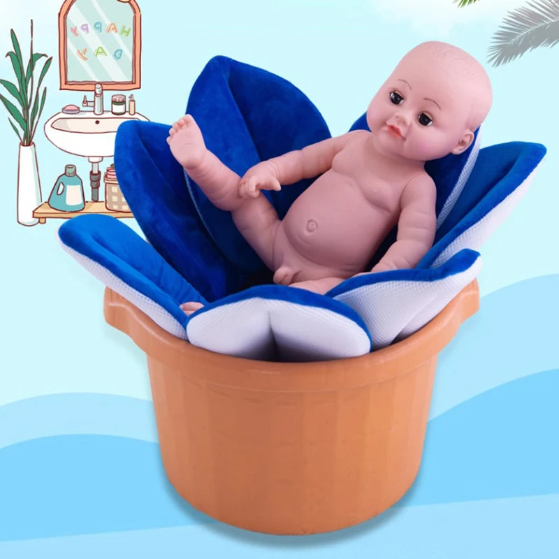 70cm Baby Blooming Bath Mat Flower Bathtub Newborn Foldable Four Petal Flower Shower Cushion Mat Baby Security Petal Seat Pad