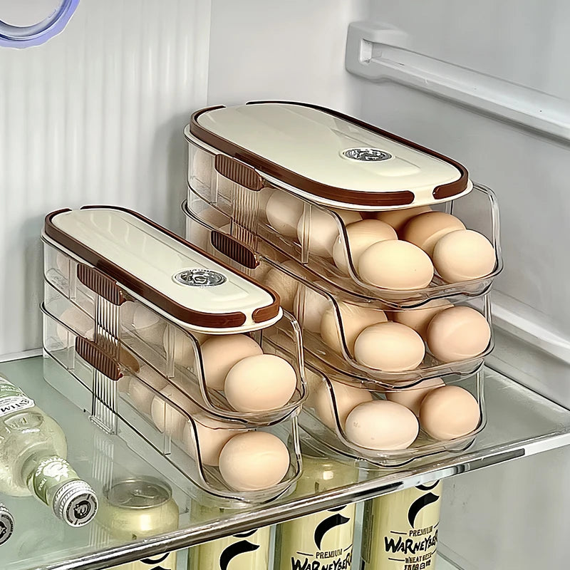 1 piece, Egg storage box, automatic rolling refrigerator egg rack storage, hand-held egg refrigerator side door storagerack