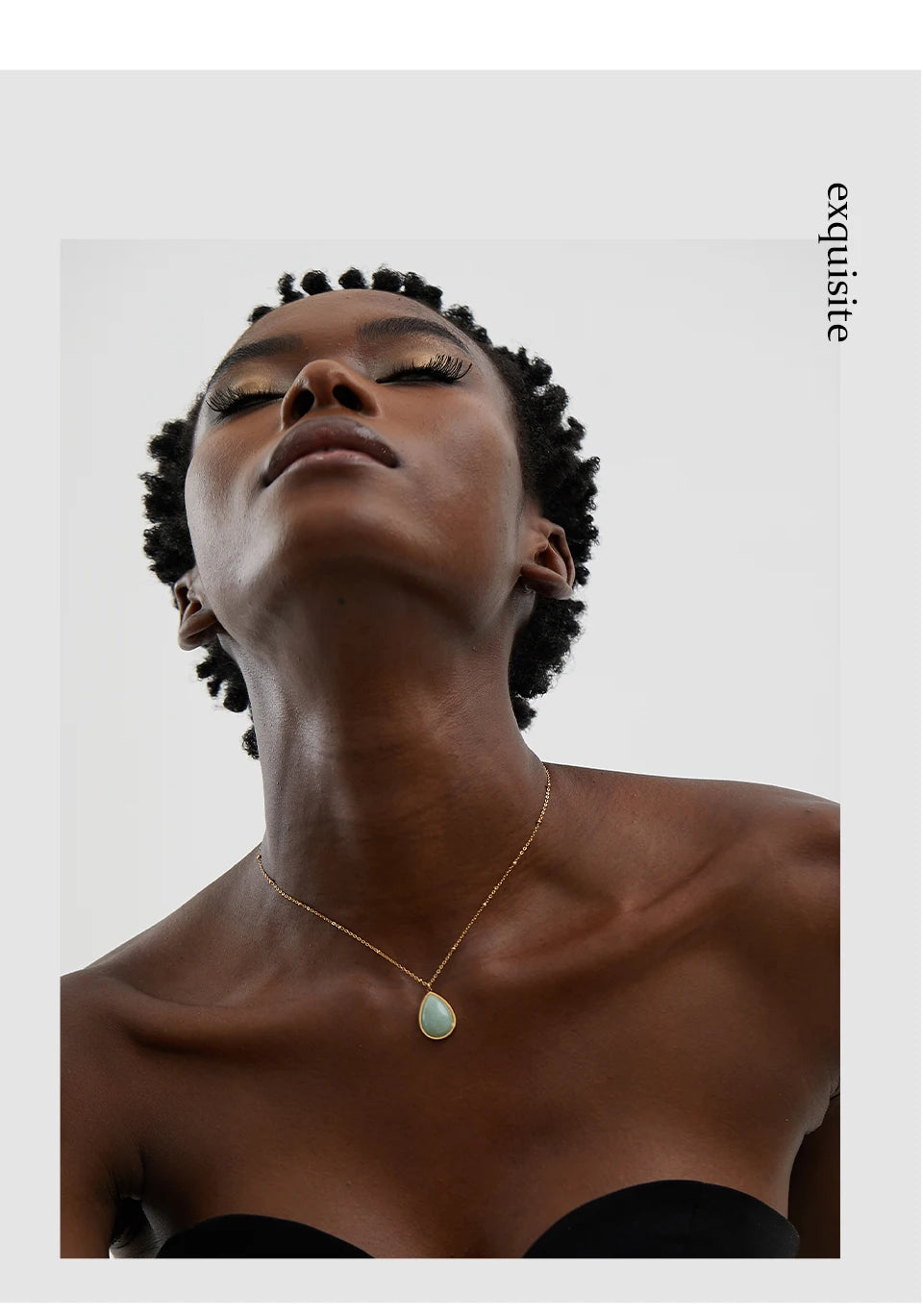 Yhpup Water Drop Amethyst Green Aventurine Natural Stone Necklace Stainless Steel Fashion Charm Pendant Jewelry Tarnish Free