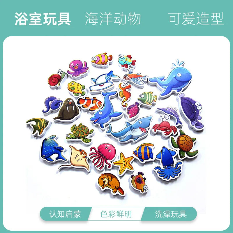 Baby Bath Toys Fun Foam Animals Floating Water Toy Traffic Early Educational Learning Gift for Kids Toddlers Bathtub Play Set