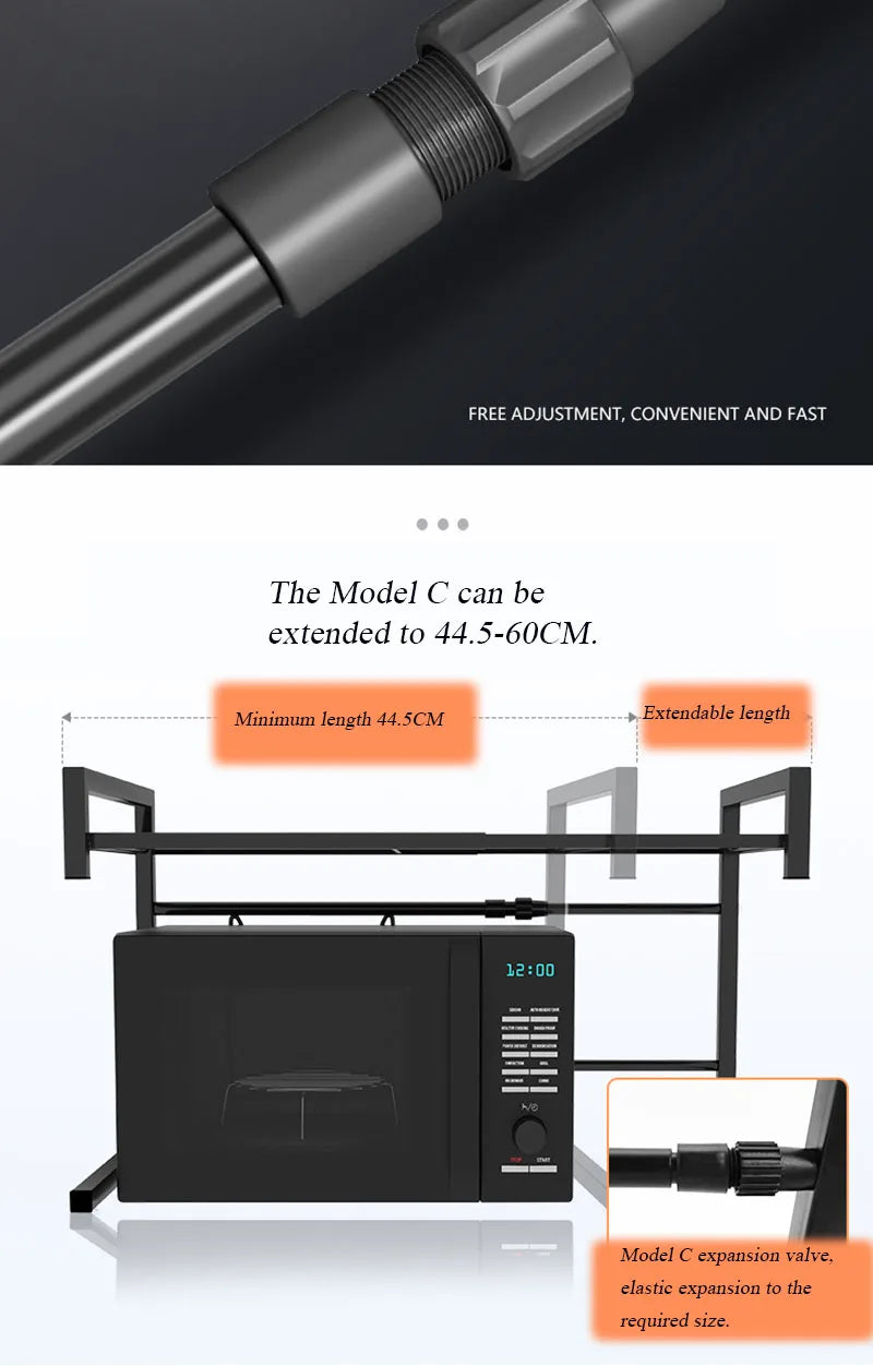 Retractable Multi-Functional Kitchen Rack Table Microwave Stove Rack Stove Cabinet Storage Rack Rice Cooker Storage Rack