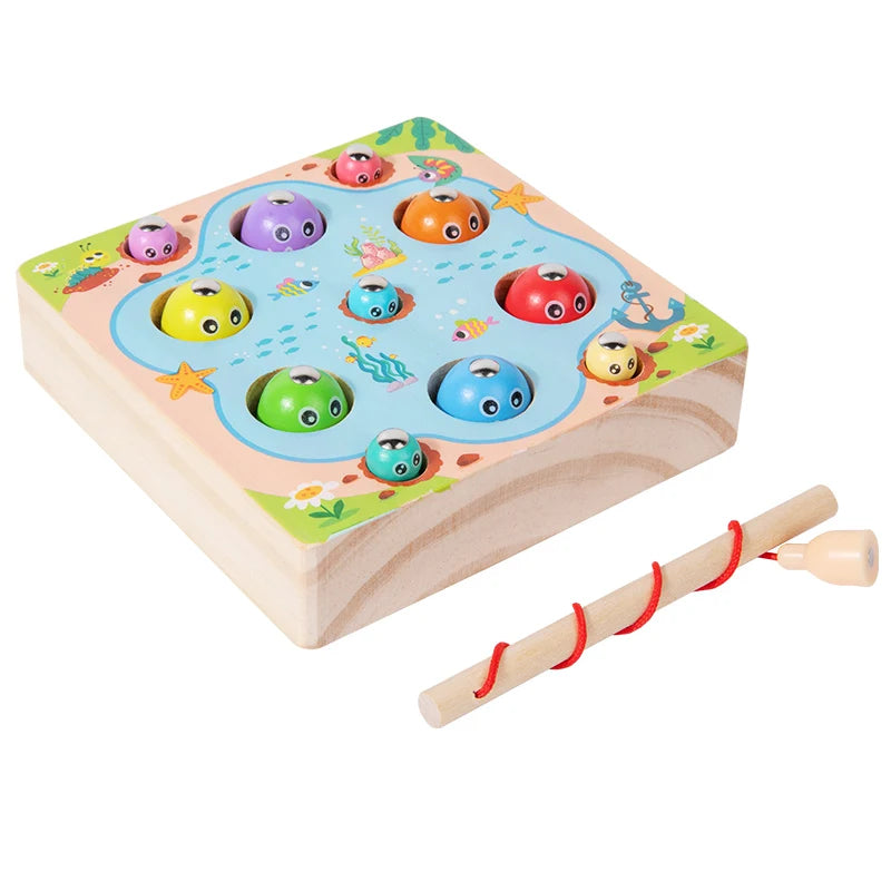 Children Wooden Fishing Game Toys Early Education Colour Cognitive Toy Kids Interactive Games Toys for Gifts Fine Motor Skill
