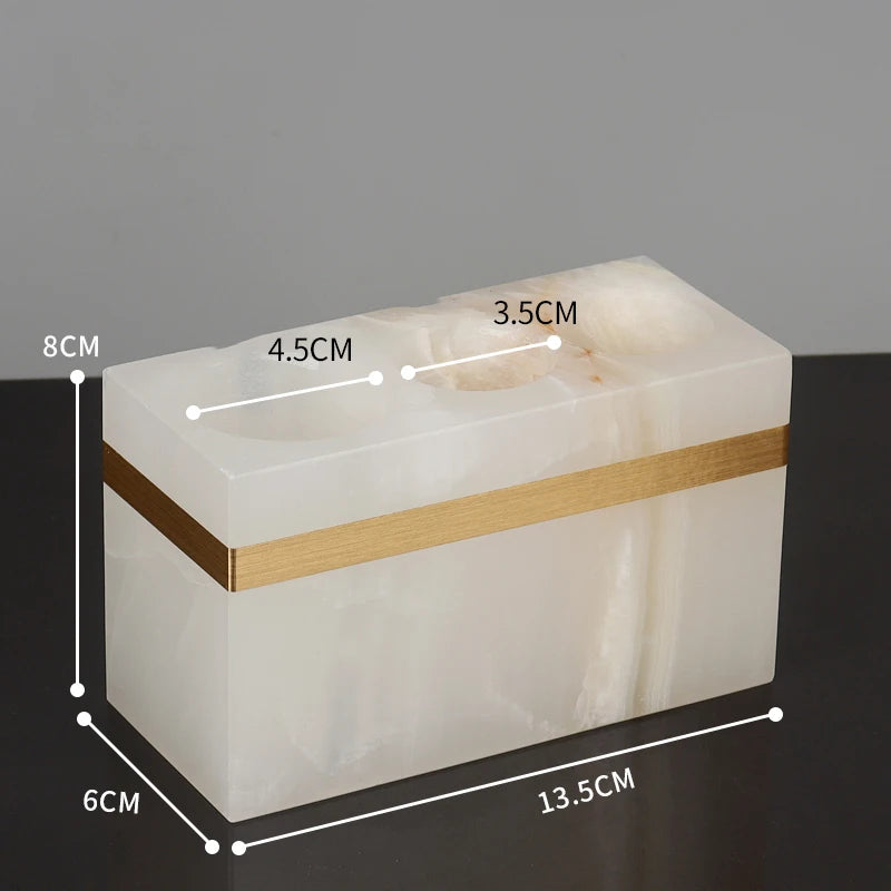 White Onyx Natural Marble Bathroom Accessories Gold Luxury Soap Dispenser Cotton Swab Holder Toothbrush Holder Bathroom Set