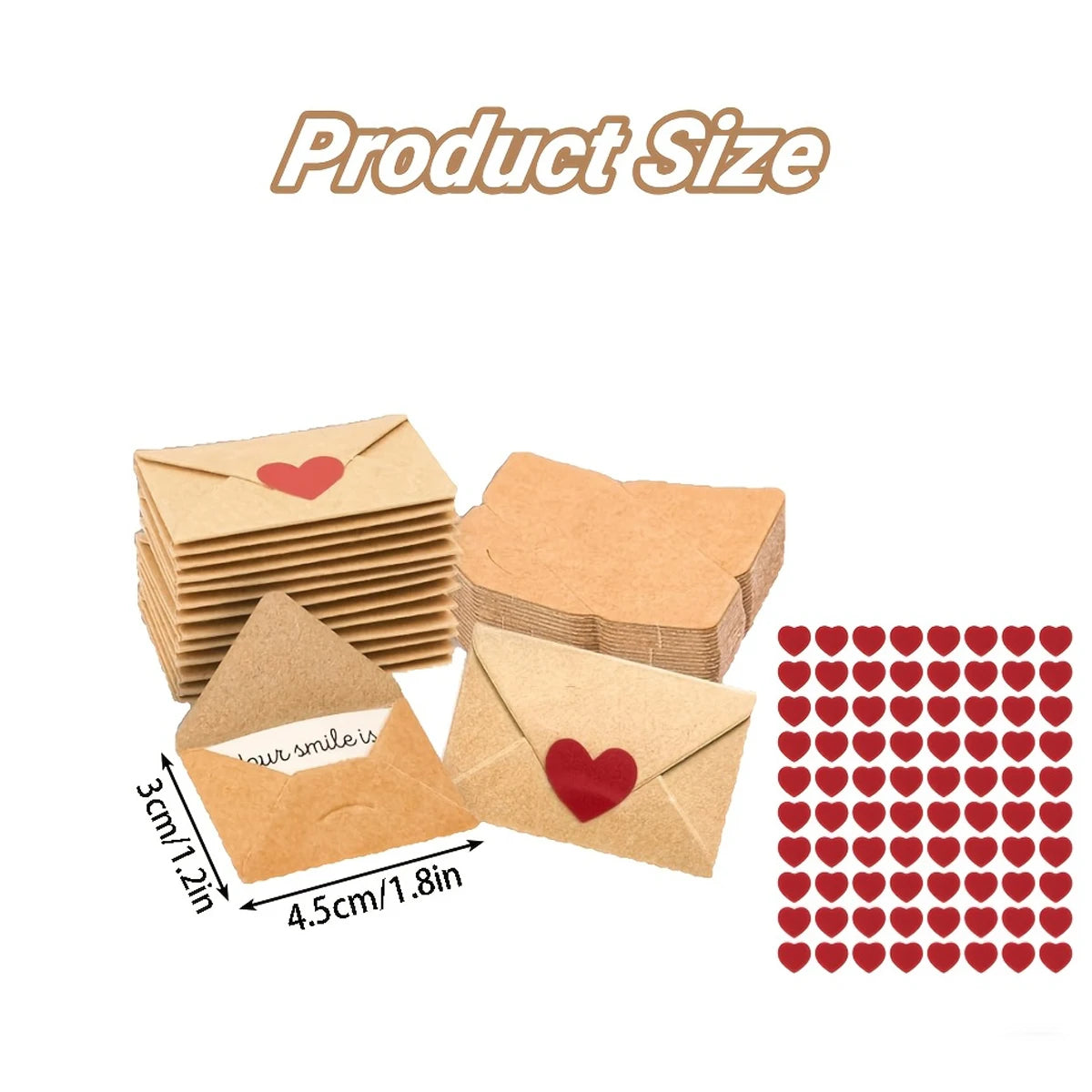 30pcs Mini Envelopes with Heart Stickers Love Notes Cards for Weddings, Valentine's Day Romantic Gifts for Boyfriend, Girlfriend