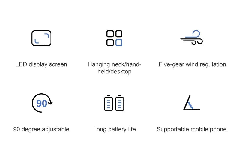 5 Speed Handheld USB Rechargeable Foldable Mini Fan 1800mAh