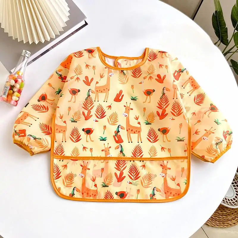Cute Colourful Cartoon Baby Long Sleeve Bibs