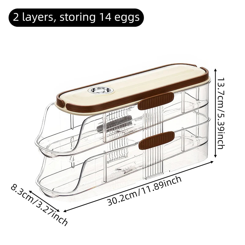 1 piece, Egg storage box, automatic rolling refrigerator egg rack storage, hand-held egg refrigerator side door storagerack