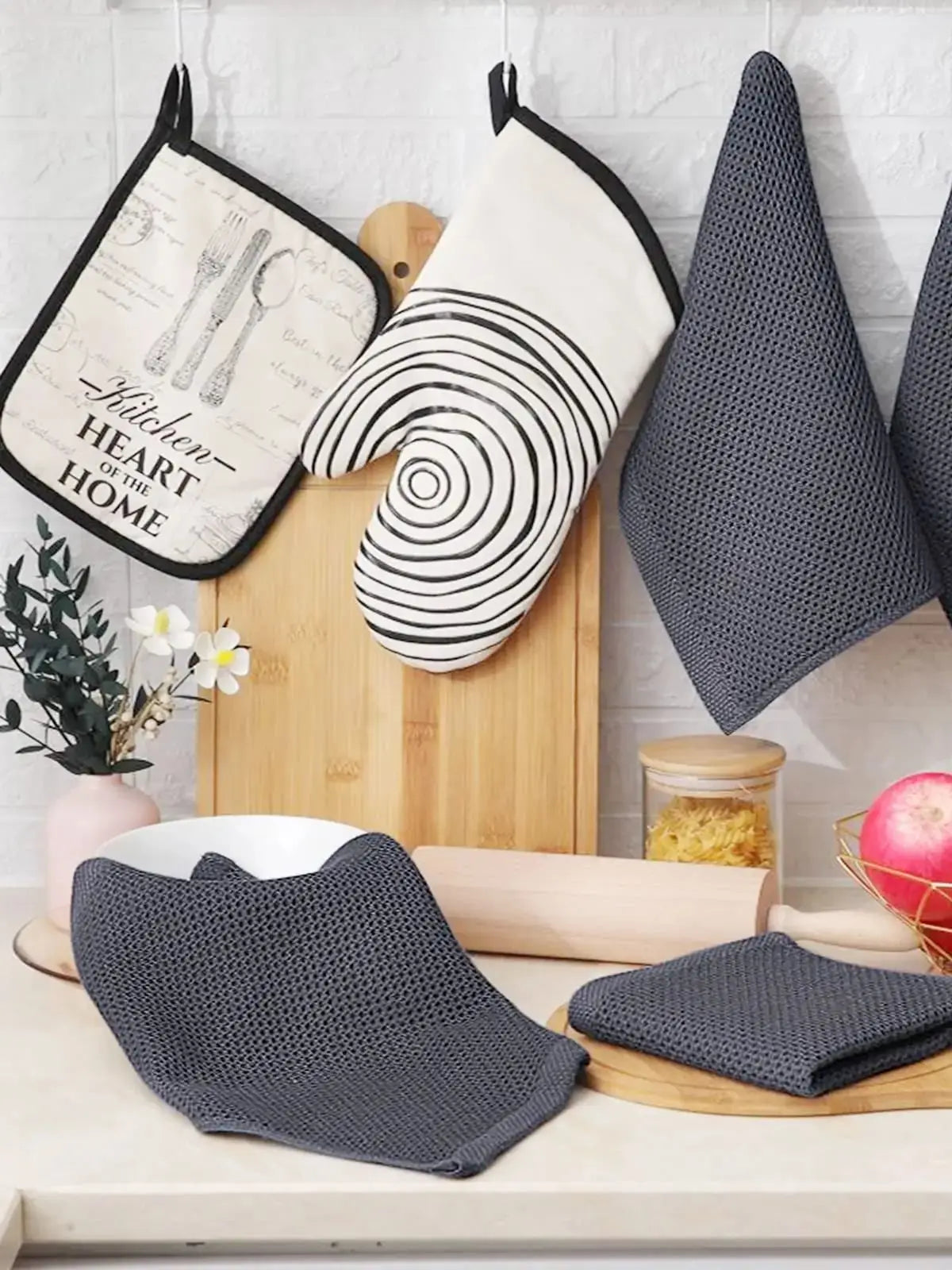 6 Pack 100% Cotton Waffle Weave Kitchen Dish Cloths