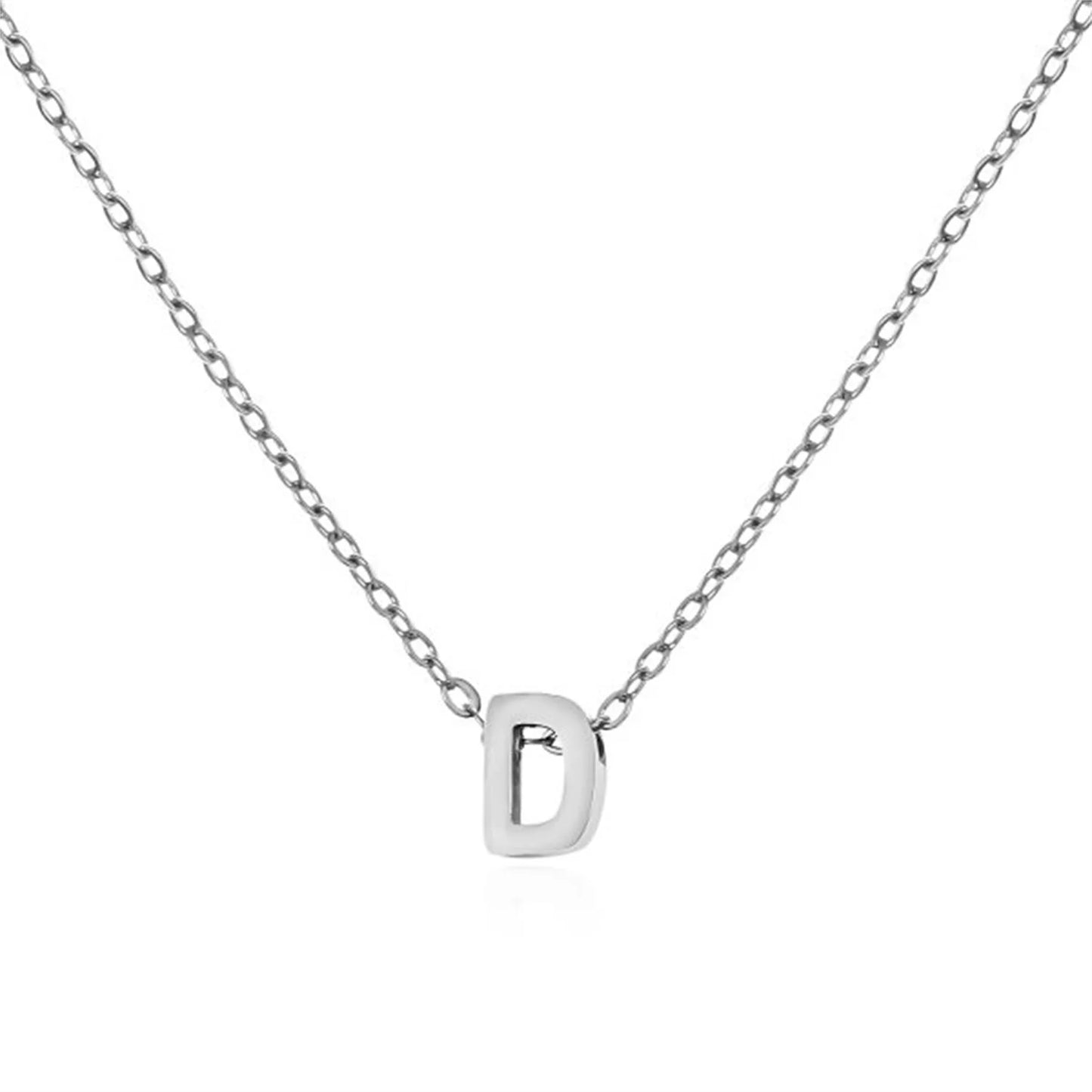 Silver Color Tiny A-Z Initial Letter Necklace for Women Stainless Steel 26 Alphabet Name Pendant Necklaces Jewelry Birthday Gift