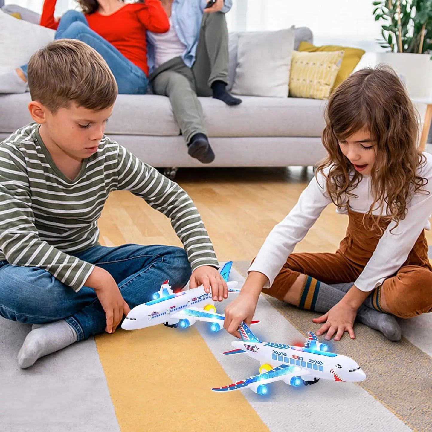 Electronic Airplane Toy with Music & Lights – Auto-Rotating Educational Aircraft Toy for Kids