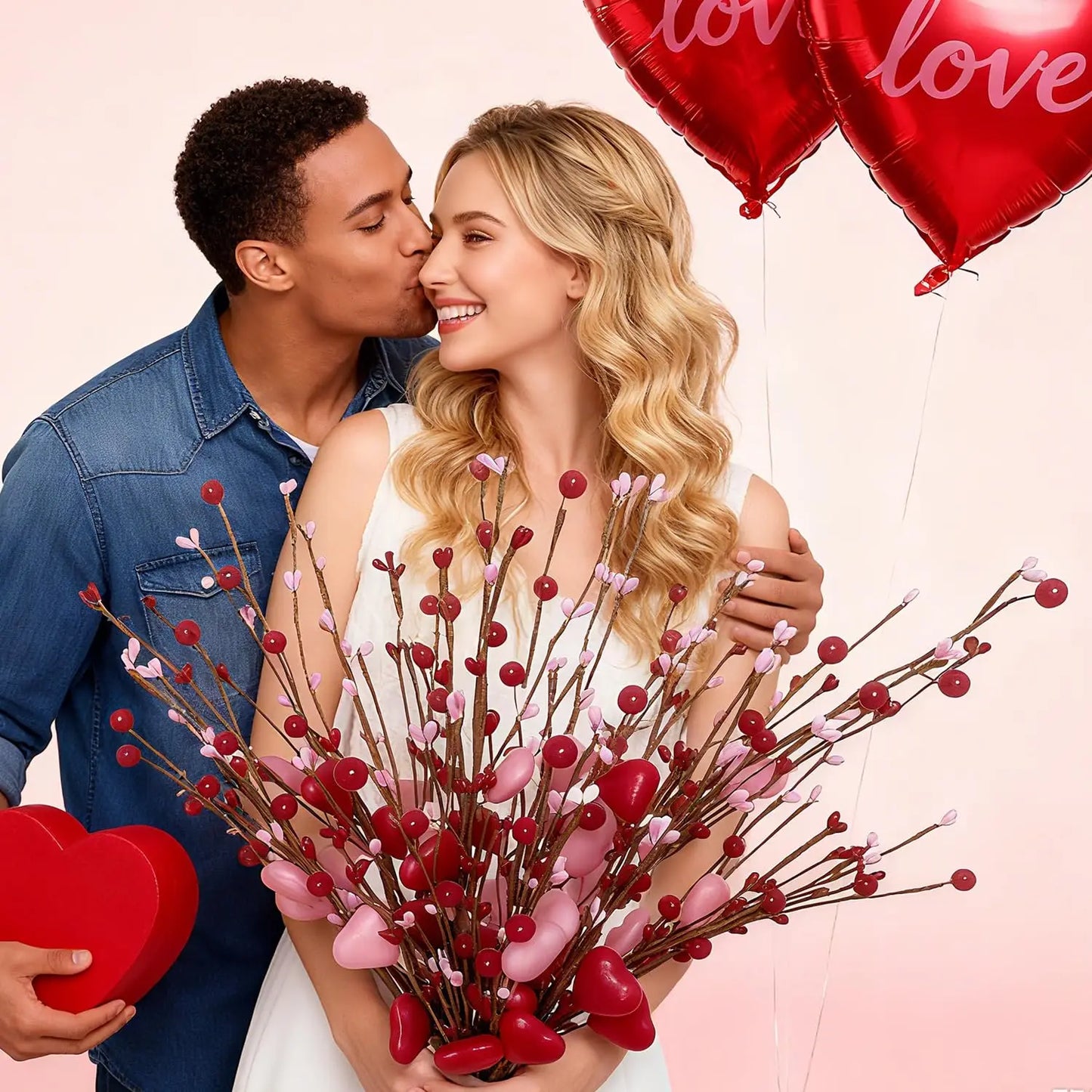 1/3Pcs Artificial Flowers Love Bouquet 38CM Fake Flower for Home Decor Wedding Valentine's Day Decoration Ornaments Accessories