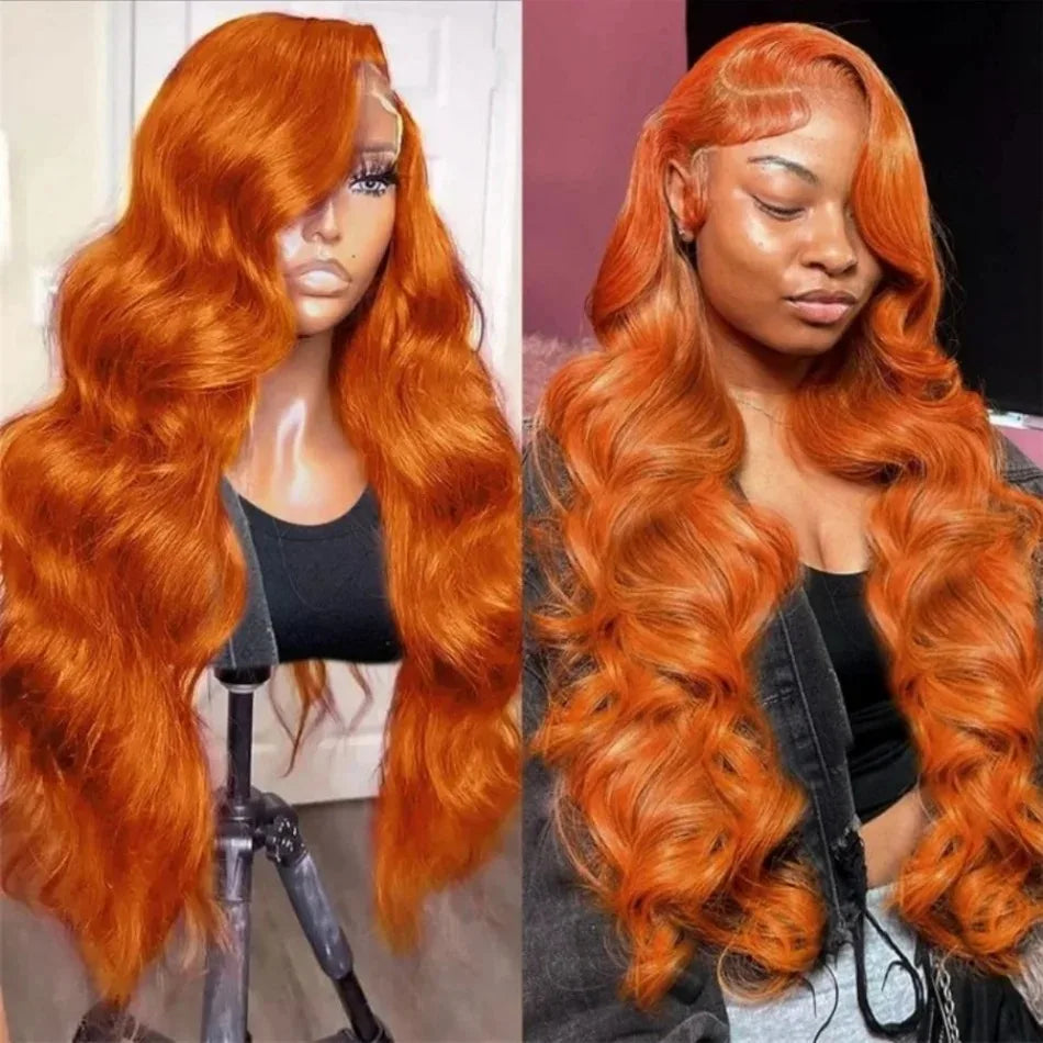 30 36 Inch Body Wave Ginger Orange 13x6 HD Lace Front Wigs 220 Density Colored Preplucked Wig 13x4 Lace Frontal Wigs For Women