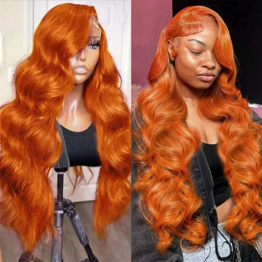 30 36 Inch Body Wave Ginger Orange 13x6 HD Lace Front Wigs 220 Density Colored Preplucked Wig 13x4 Lace Frontal Wigs For Women