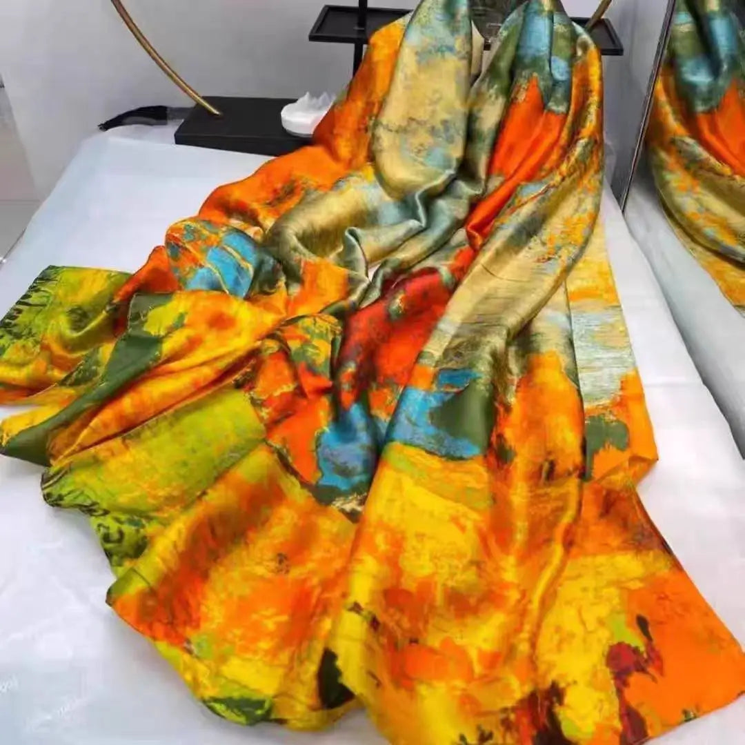 Tensili Brocade Satin Scarf Printed Silk Shawls