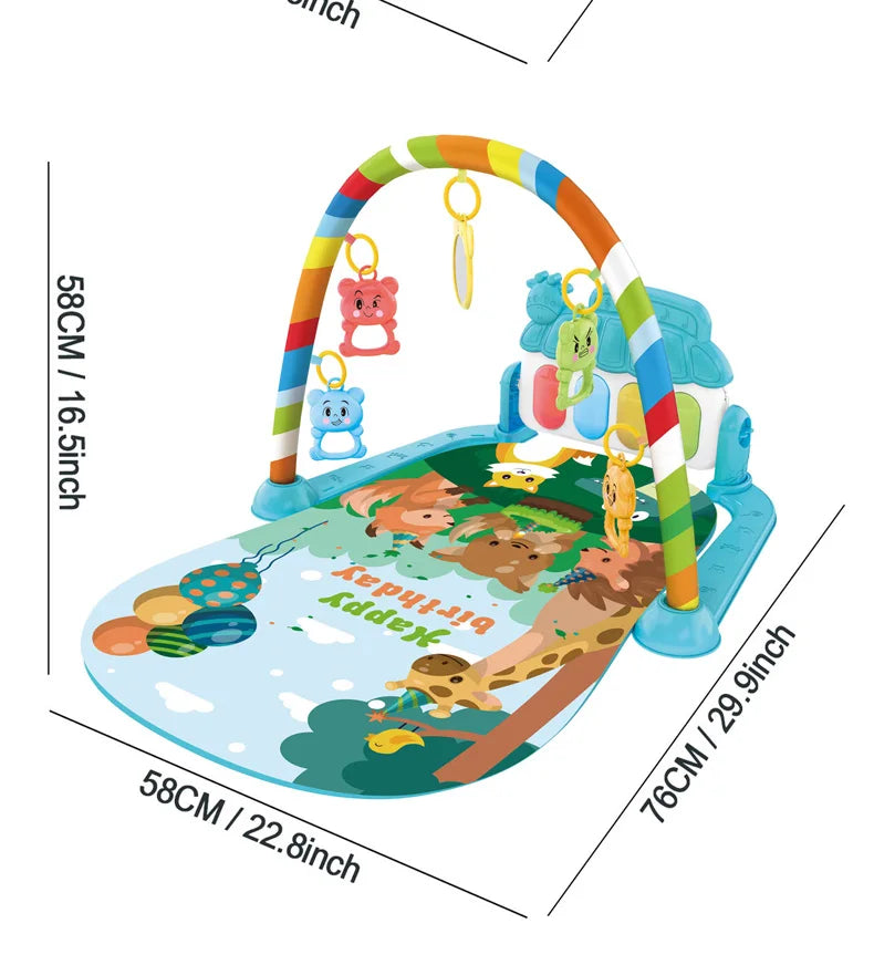 Baby Activity Gym Music Rack Early Education Toy Gifts Newborn 0-36 Months Piano Keyboard Infant Crawling Blanket Pedal Play Mat