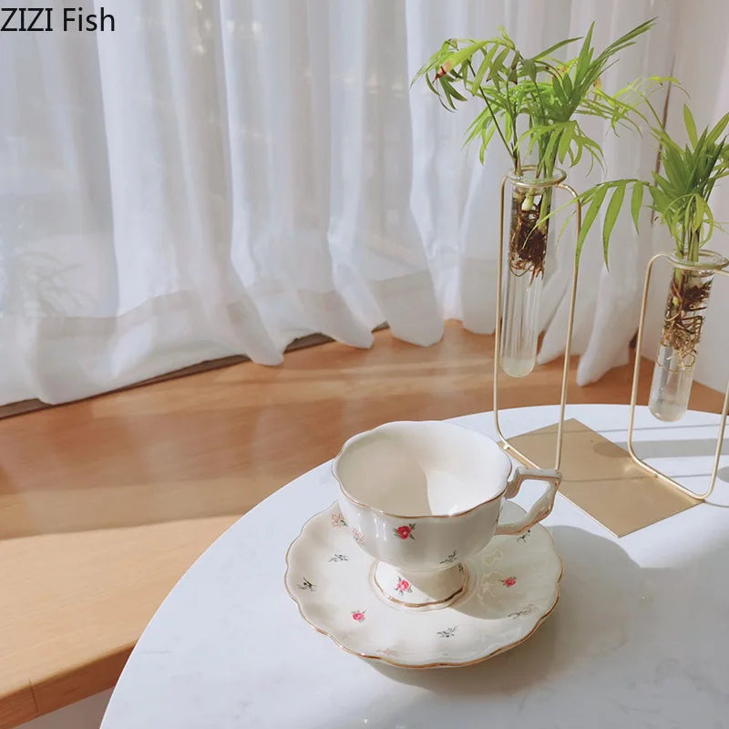 European Retro Coffee Cup & Saucer Set