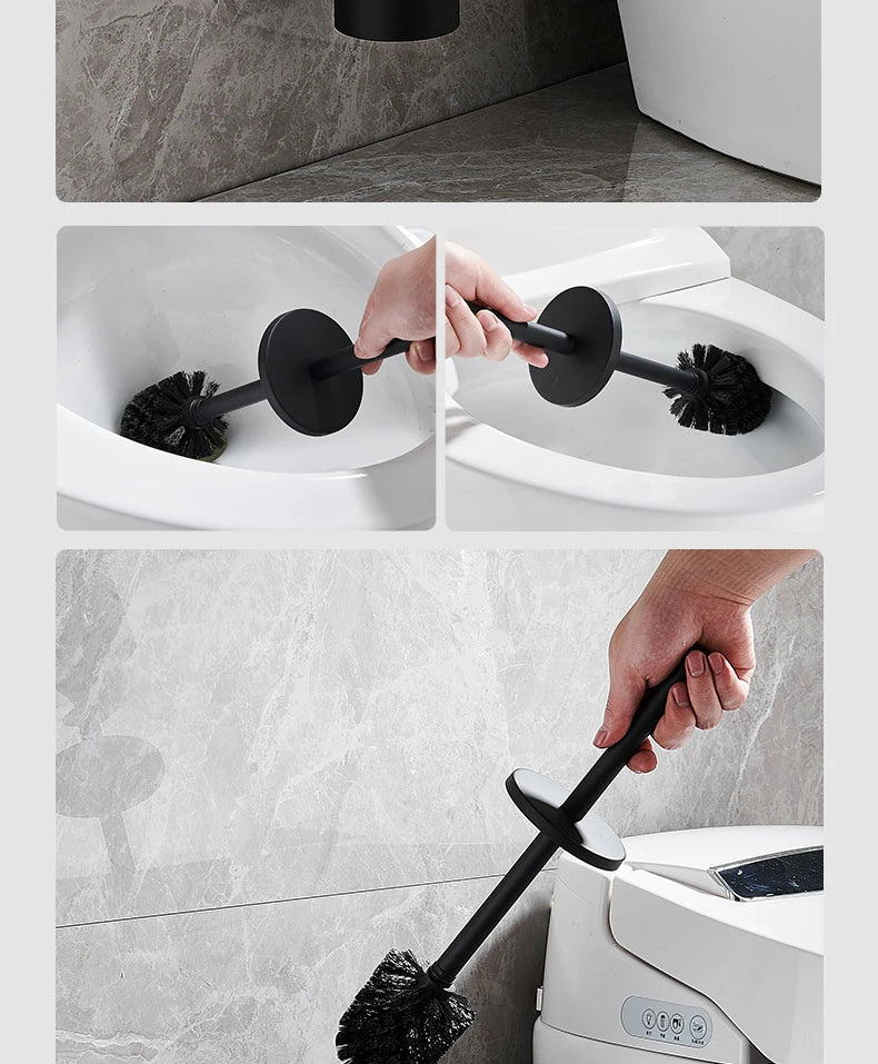 Stainless Steel Bathroom Toilet Brush Holder Accessories Black Toilet Brush Wall Mounted WC Cleaner Brush FR07